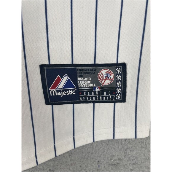 Vintage 90s Majestic Jersey New York Yankees Pinstripe Mens 2XL White 6700 MLB - Picture 2 of 9